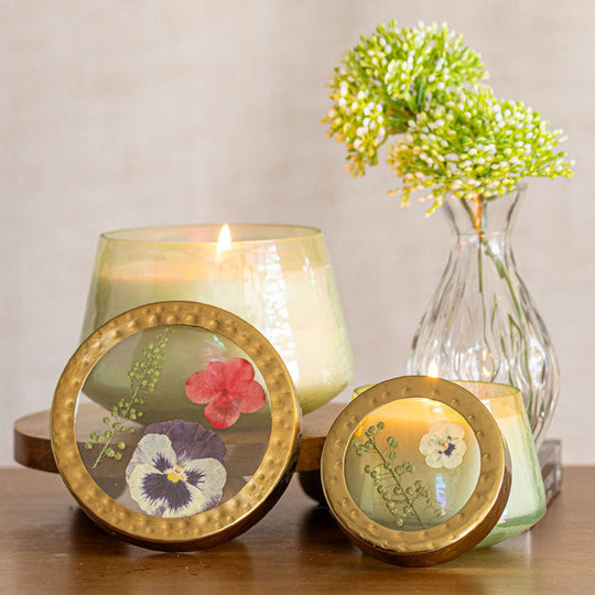 Tomato Vine Accent Watercolor Pressed Floral Candle