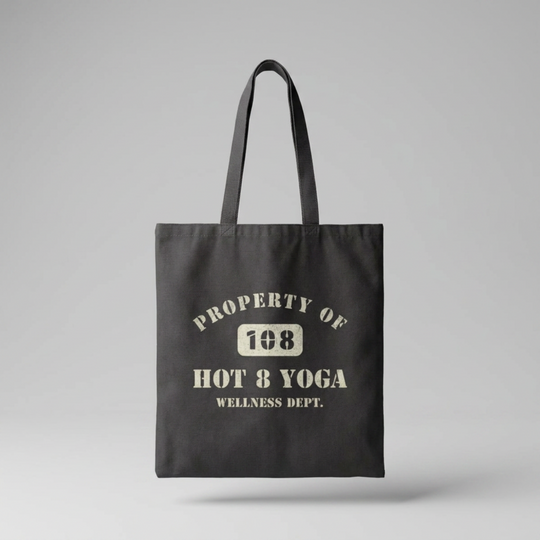 Property of Hot 8 Yoga Black Studio Tote Bag