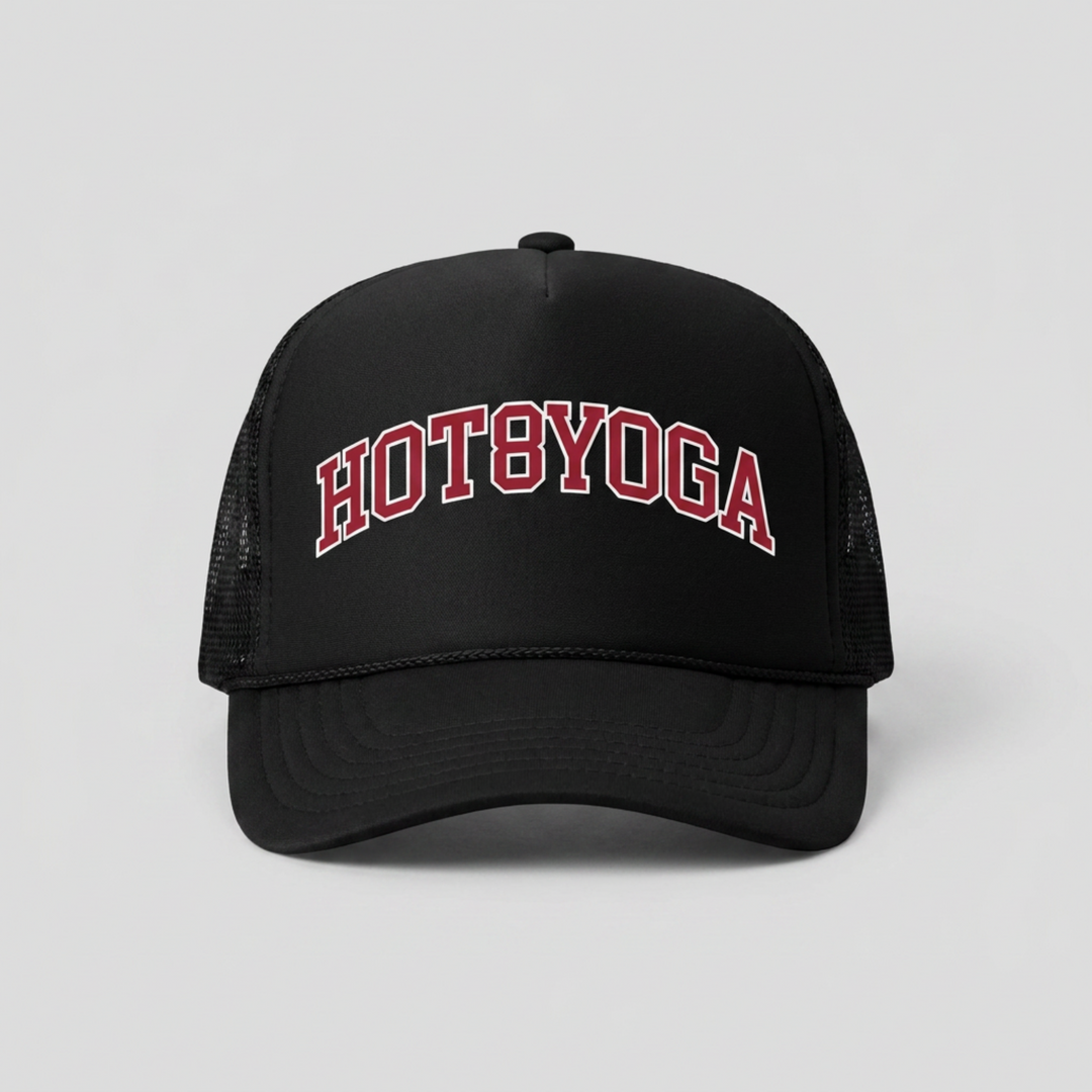 Hot 8 Yoga Collegiate Logo Trucker Hat
