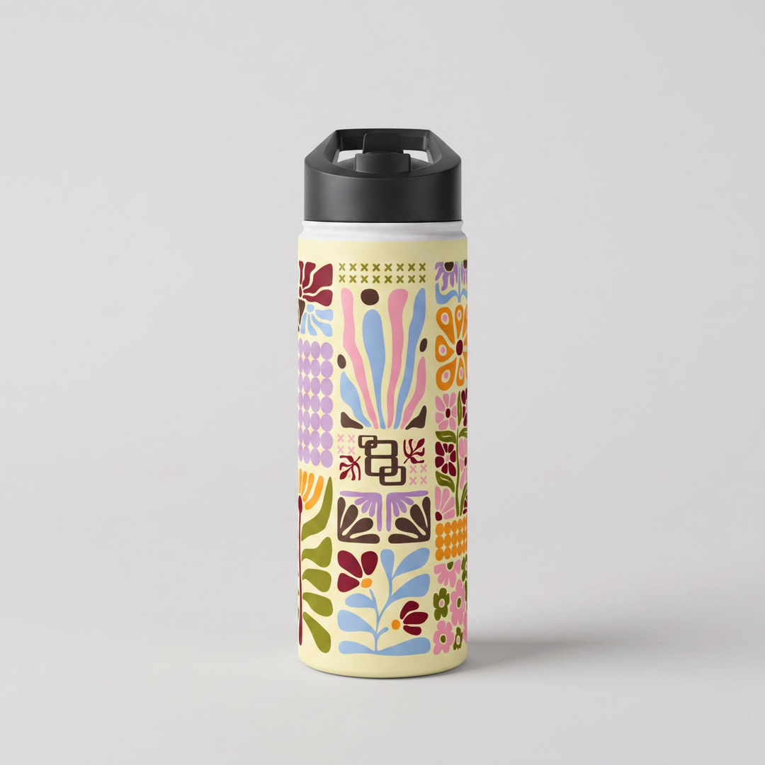 Daylight Groovy Floral Tapestry Stainless Steel Water Bottle 18oz