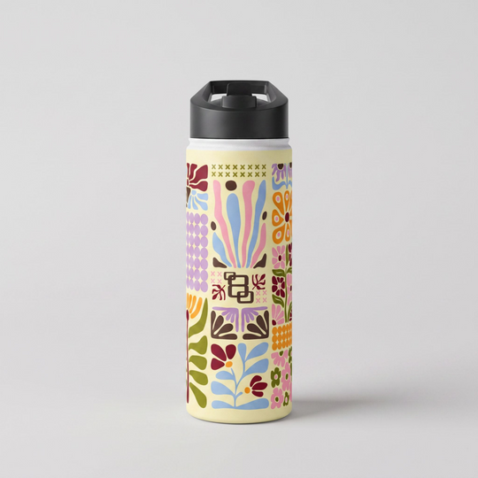 Daylight Groovy Floral Tapestry Stainless Steel Water Bottle 18oz