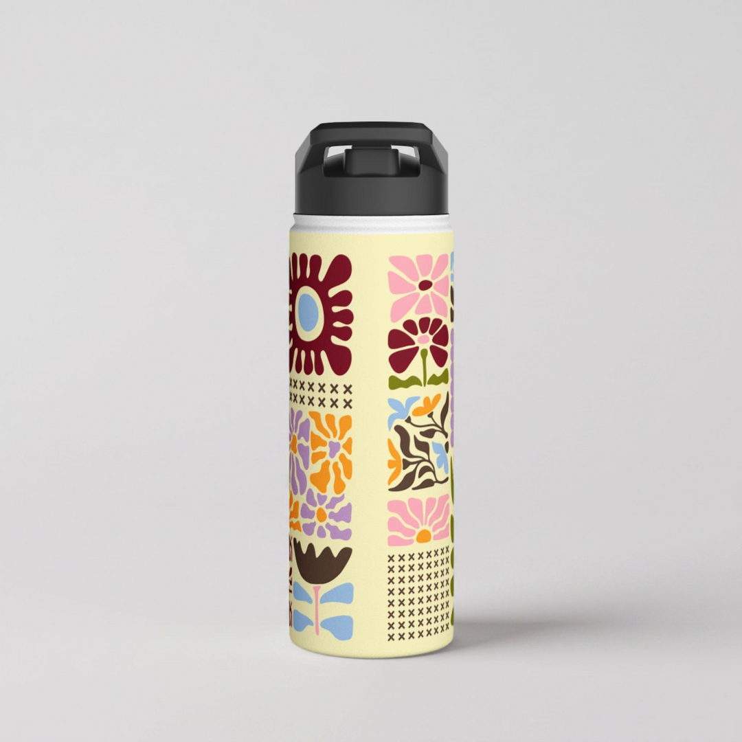 Daylight Groovy Floral Tapestry Stainless Steel Water Bottle 18oz