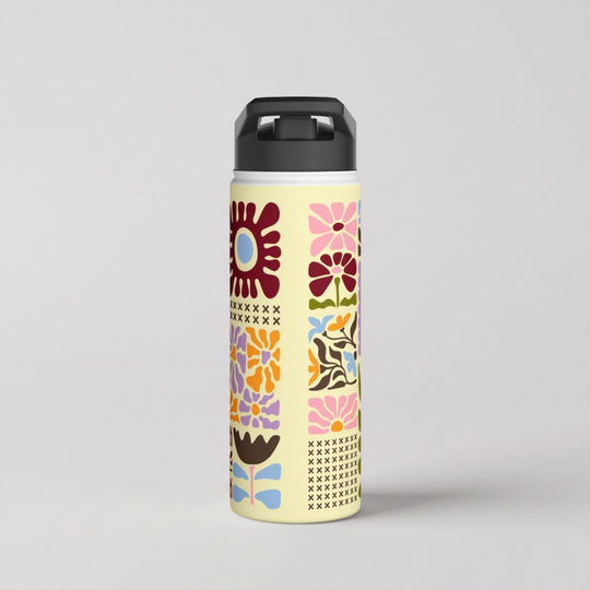 Daylight Groovy Floral Tapestry Stainless Steel Water Bottle 18oz