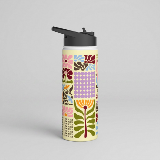 Daylight Groovy Floral Tapestry Stainless Steel Water Bottle 18oz