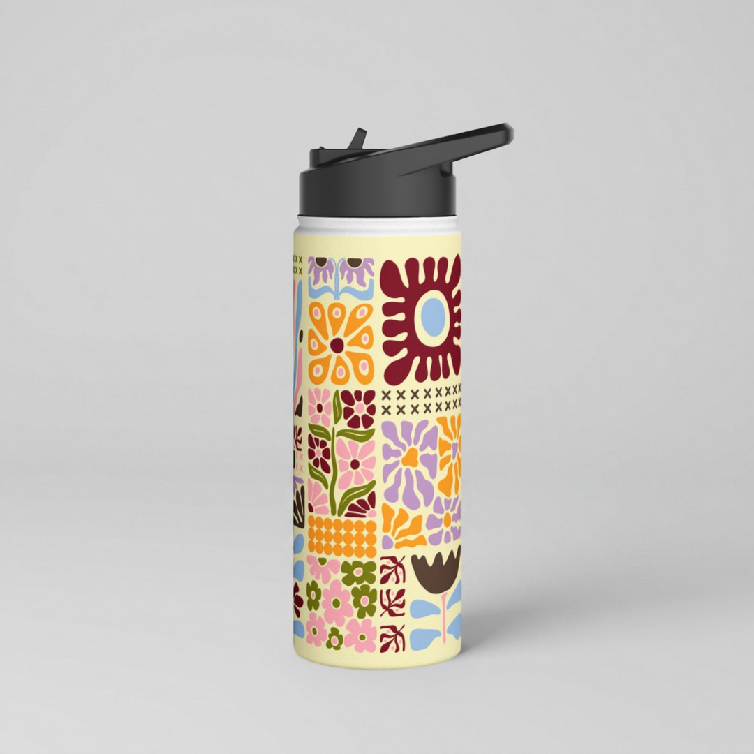 Daylight Groovy Floral Tapestry Stainless Steel Water Bottle 18oz