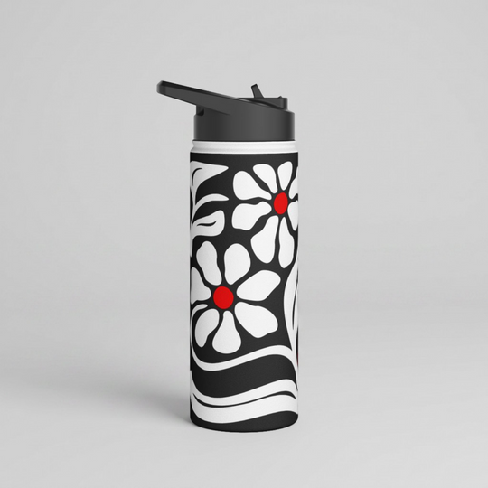 Retro Mod Wildflowers Stainless Steel Water Bottle 18oz
