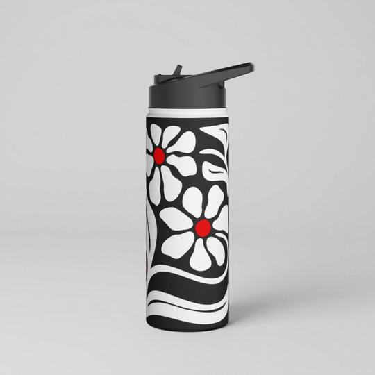 Retro Mod Wildflowers Stainless Steel Water Bottle 18oz