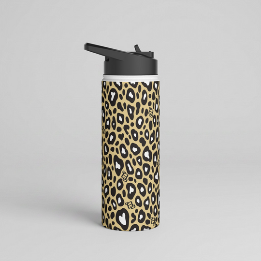 Untamed Spirit Leopard Print Stainless Steel Water Bottle 18oz