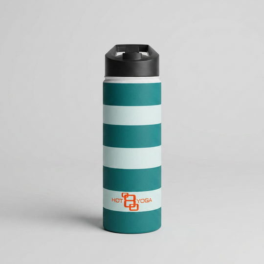 Zen Breeze Teal Striped Stainless Steel Water Bottle 18oz