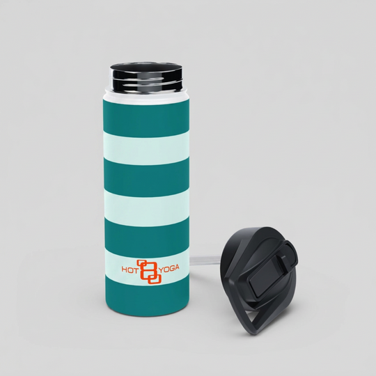Zen Breeze Teal Striped Stainless Steel Water Bottle 18oz