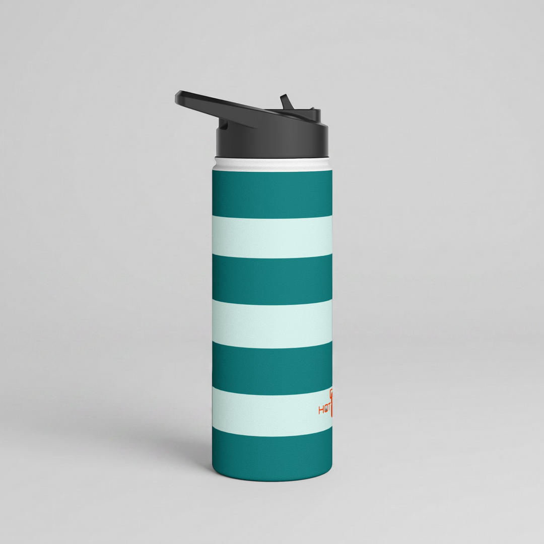 Zen Breeze Teal Striped Stainless Steel Water Bottle 18oz