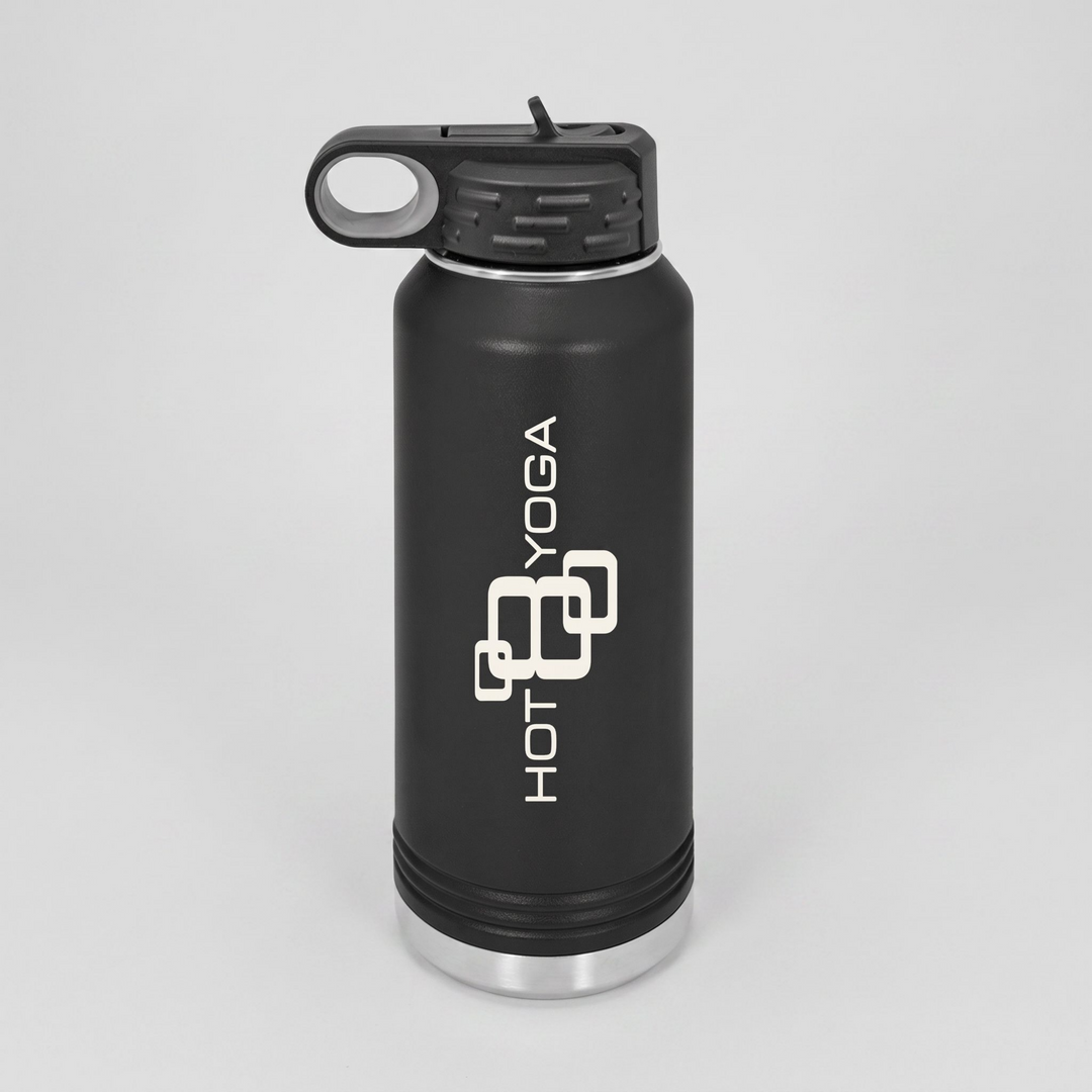 Hot 8 Yoga Black Water Bottle 20oz