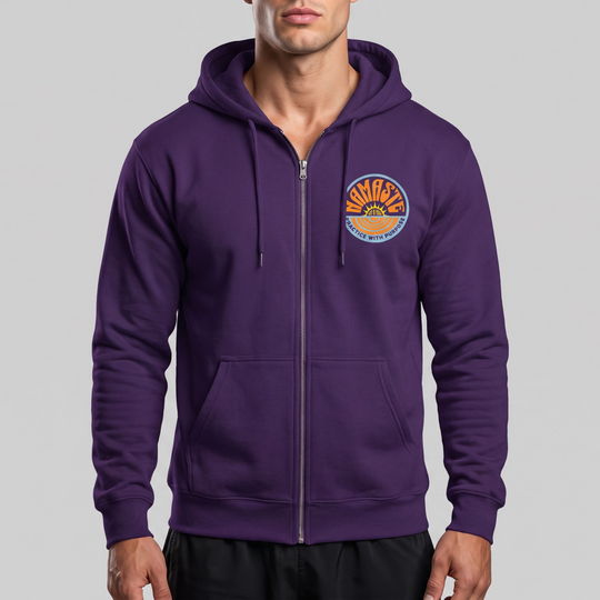 Namaste Sunrise Distressed Full-Zip Hoodie