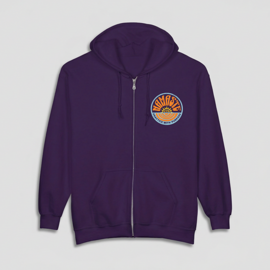 Namaste Sunrise Distressed Full-Zip Hoodie