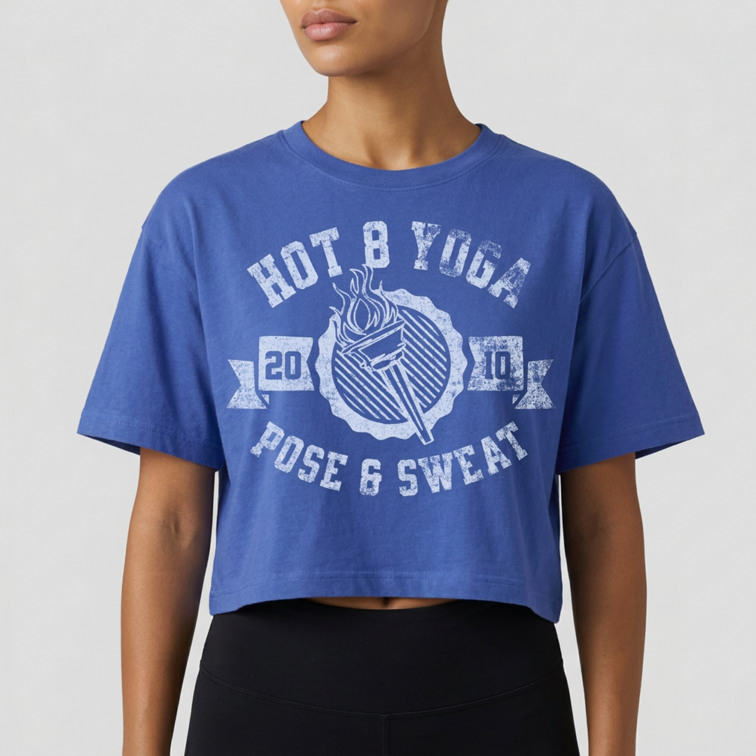 Pose & Sweat Distressed Cropped T-Shirt