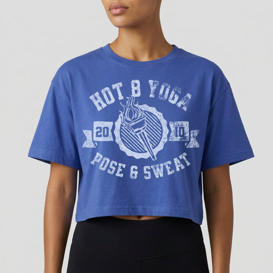 Pose & Sweat Distressed Cropped T-Shirt