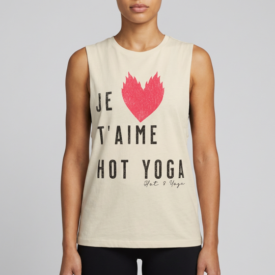 Je T'aime Hot Yoga Distressed Sleeveless Muscle T-Shirt
