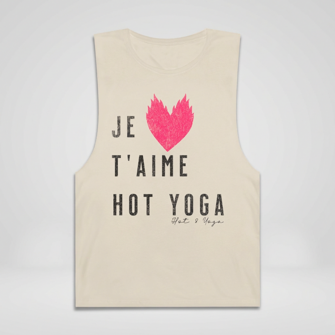 Je T'aime Hot Yoga Distressed Sleeveless Muscle T-Shirt