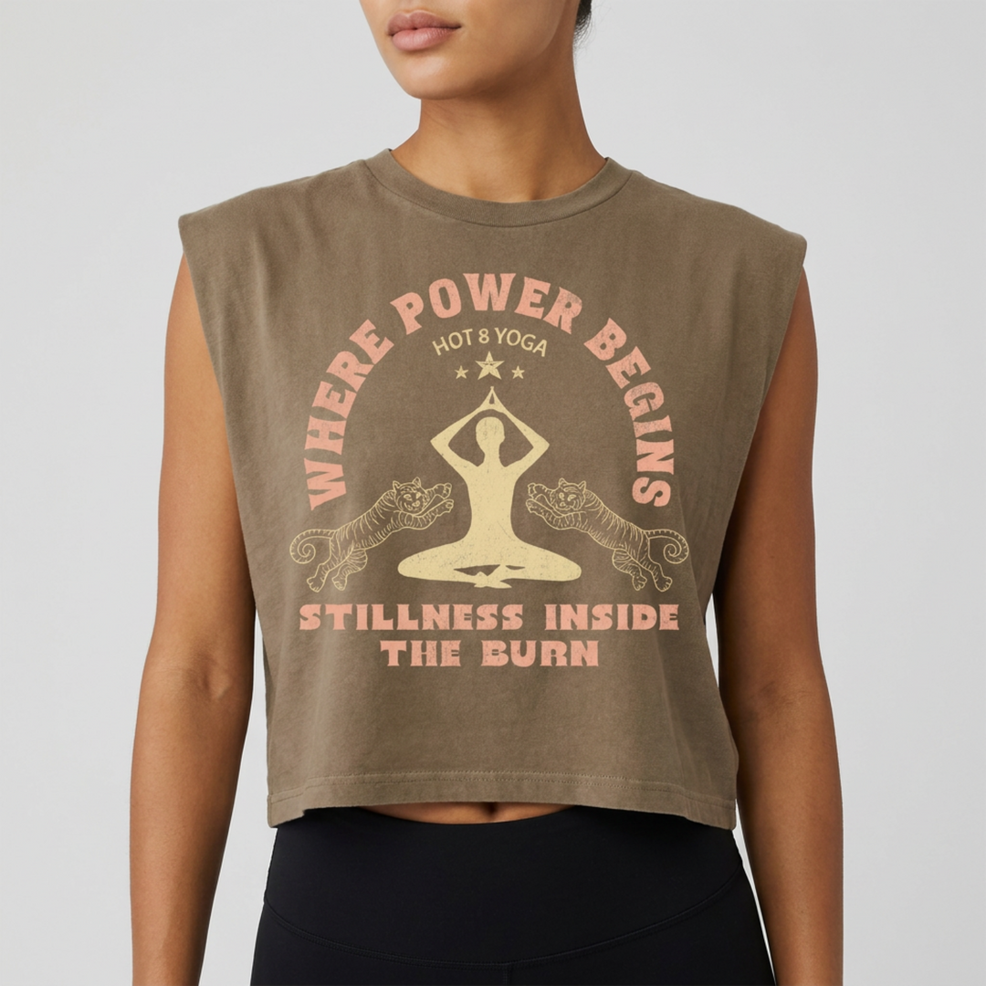 Where Power Begins Distressed Sleeveless Muscle T-Shirt