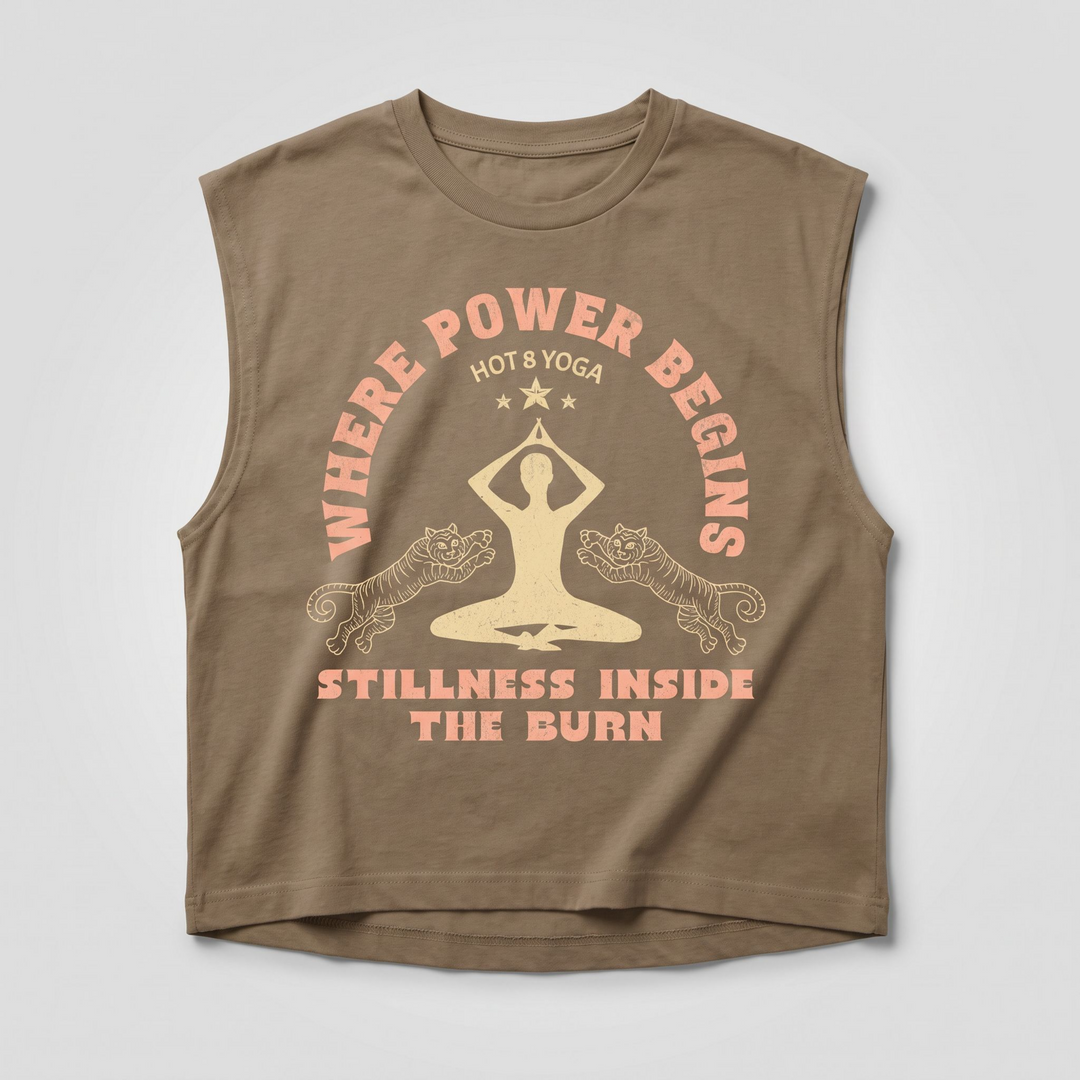 Where Power Begins Distressed Sleeveless Muscle T-Shirt