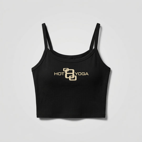 Hot 8 Yoga Black Essential Spaghetti Strap Crop Tank Top
