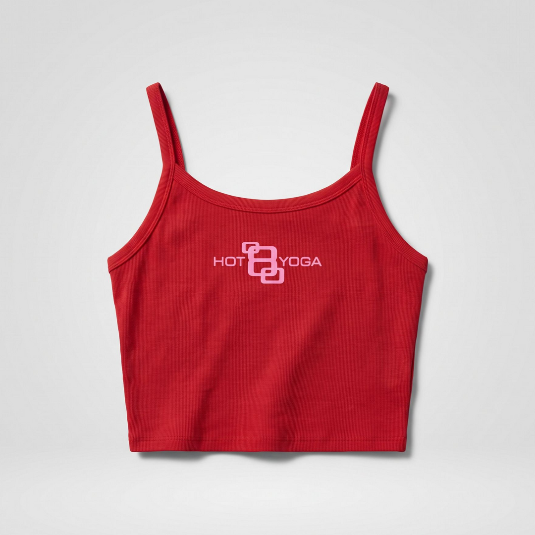 Hot 8 Yoga Red Essential Spaghetti Strap Crop Tank Top