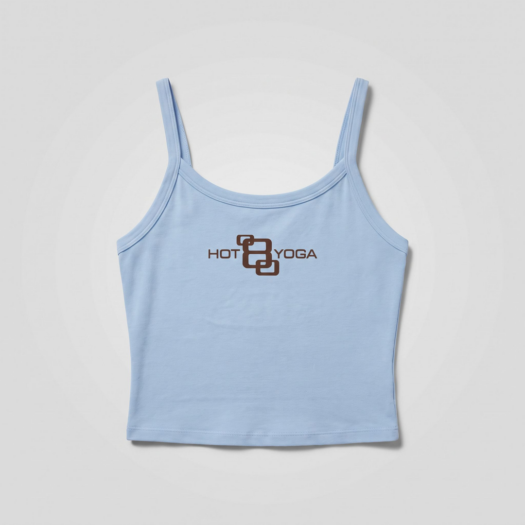 Hot 8 Yoga Blue Essential Spaghetti Strap Crop Tank Top