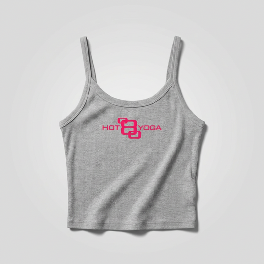 Hot 8 Yoga Heather Grey Essential Spaghetti Strap Crop Tank Top