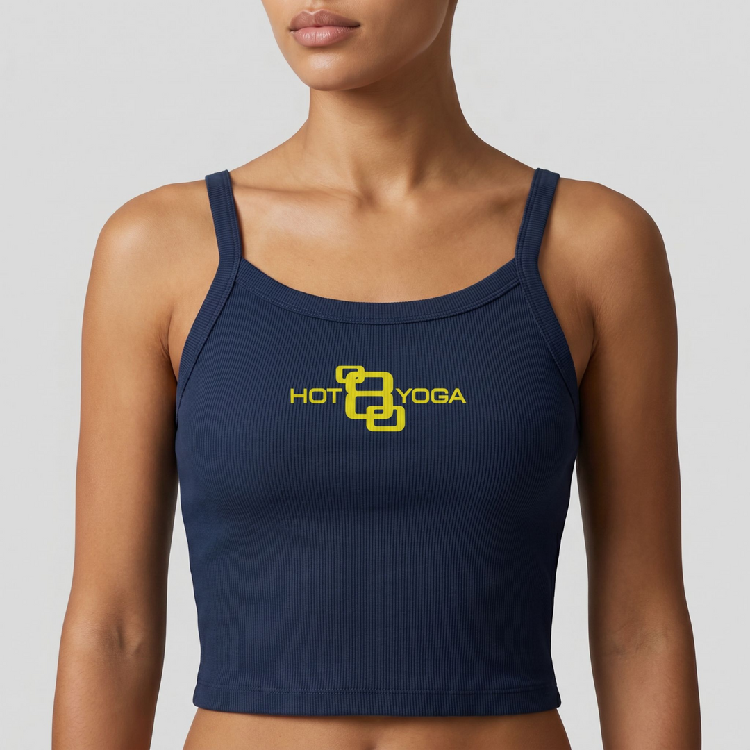 Hot 8 Yoga Navy Essential Spaghetti Strap Crop Tank Top