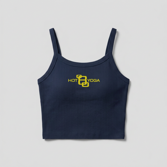 Hot 8 Yoga Navy Essential Spaghetti Strap Crop Tank Top