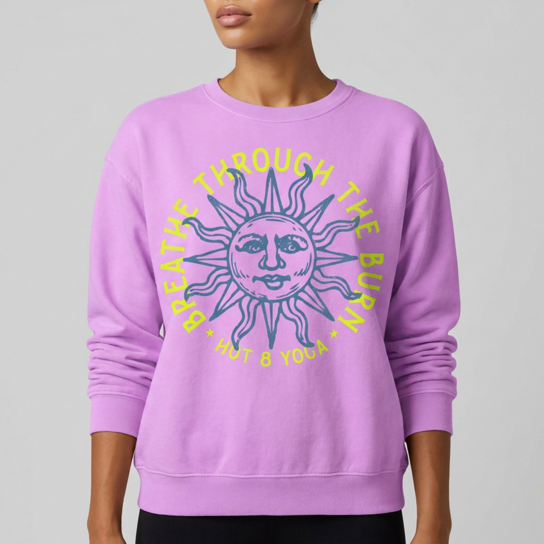 Breathe Through The Burn Neon Violet Distressed Sweatshirt
