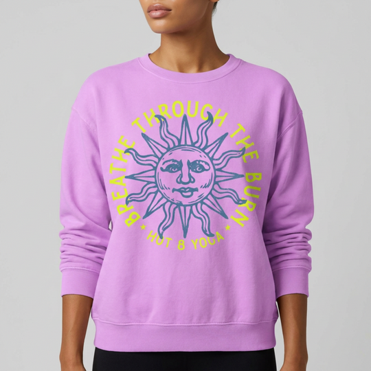 Breathe Through The Burn Neon Violet Distressed Sweatshirt