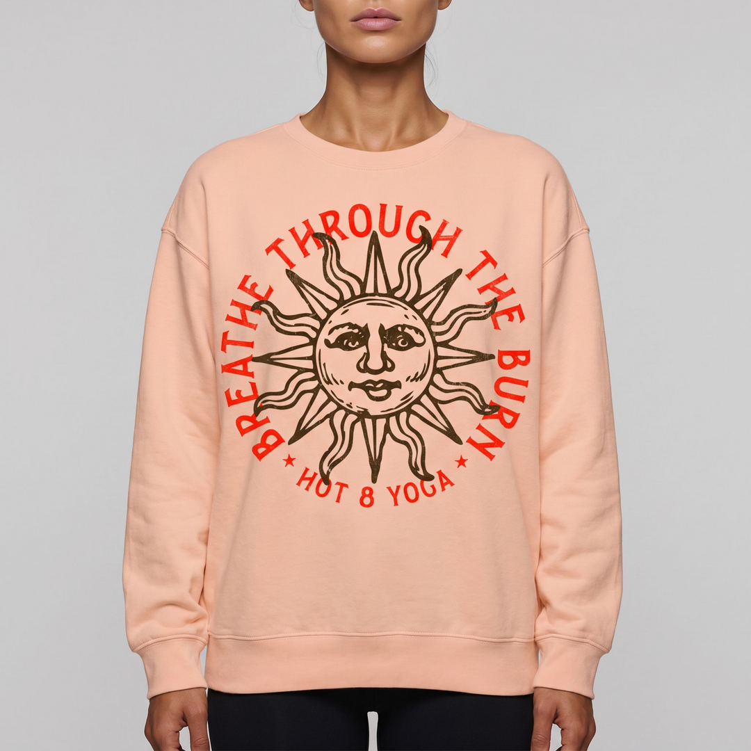 Breathe Through The Burn Peach Distressed Sweatshirt