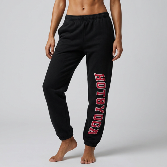 Hot 8 Yoga Collegiate Logo Sweatpants — Varsity Logo Athletic Joggers