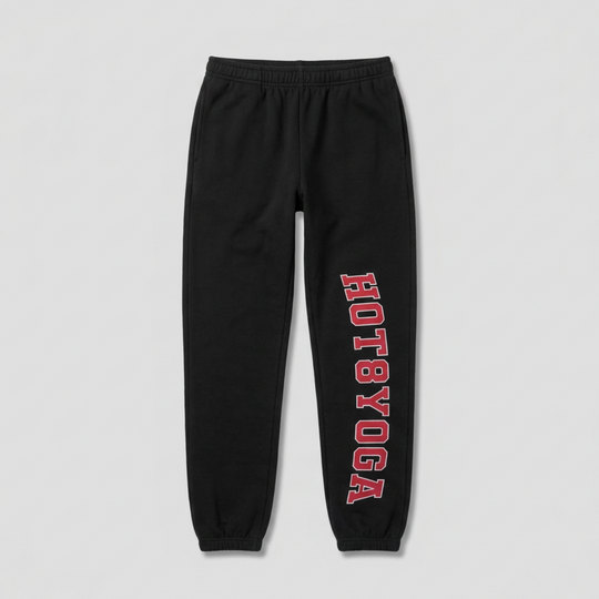 Hot 8 Yoga Collegiate Logo Sweatpants — Varsity Logo Athletic Joggers