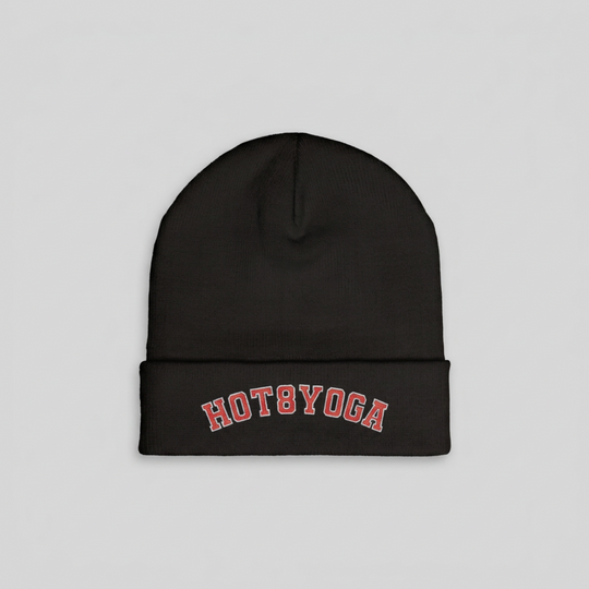Hot 8 Yoga Collegiate Logo Embroidered Knit Beanie