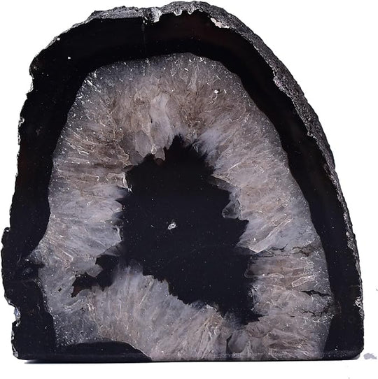 AMOYSTONE Agate Candle Holder Multi-Functional Décor 1-1.5lb Pillar Candles & Makeup Brush Storage | Irregular Half-Cut Design | Meditation Desk Accent | Spiritual Starter Gift