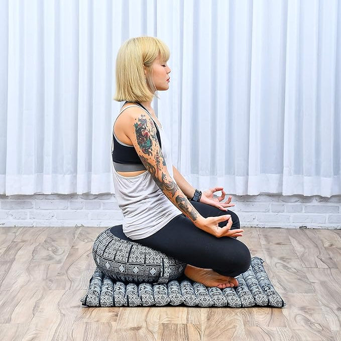 Zafu Midnight Geometric Meditation Cushion Set