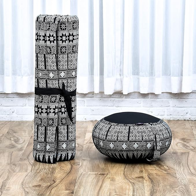 Zafu Midnight Geometric Meditation Cushion Set