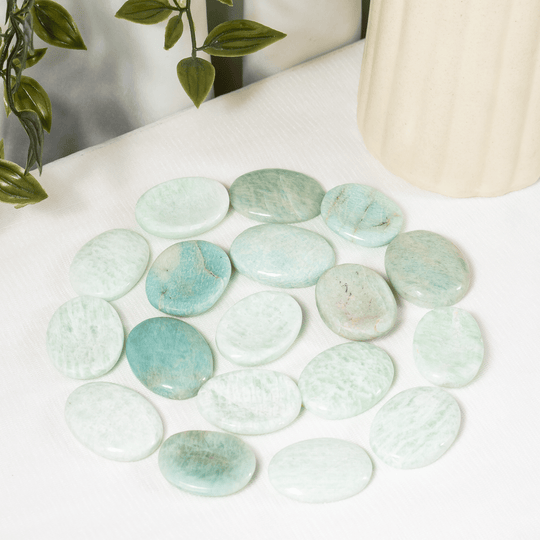 Amazonite Worry Stone for crystal healing (Pocket Palm Stone / Thumb Stone)