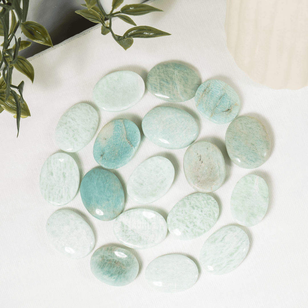 Amazonite Worry Stone for crystal healing (Pocket Palm Stone / Thumb Stone)