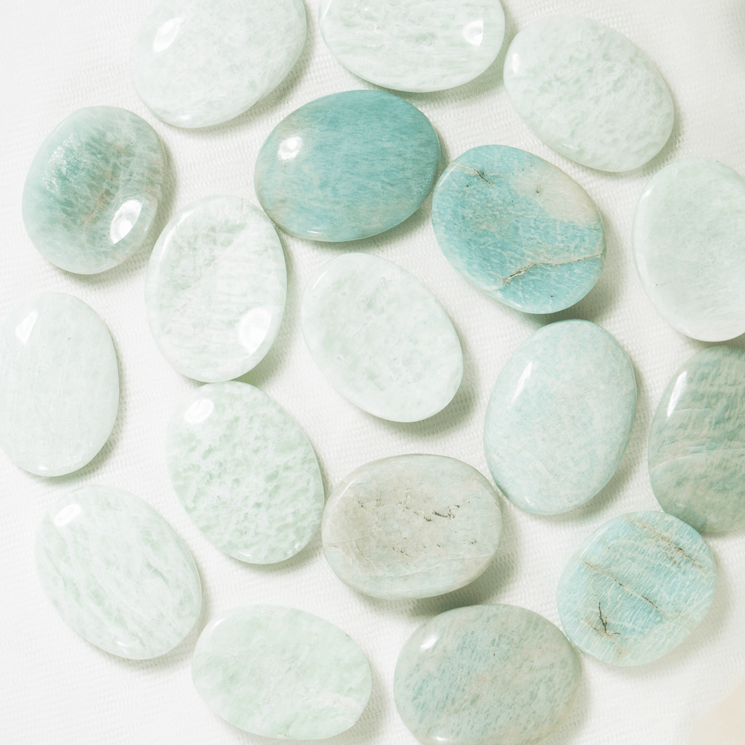 Amazonite Worry Stone for crystal healing (Pocket Palm Stone / Thumb Stone)