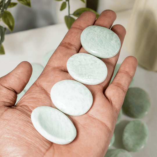 Amazonite Worry Stone for crystal healing (Pocket Palm Stone / Thumb Stone)