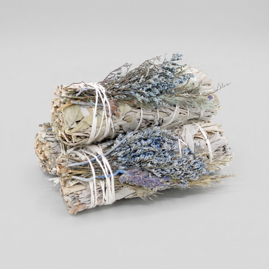 'Blue Bouquet' Floral White Sage Smudge Stick (4 in.)