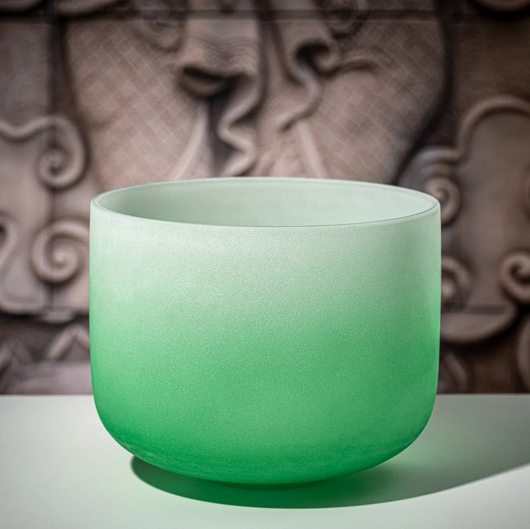 Heart Chakra Green Ombre Frosted Crystal Singing Bowl