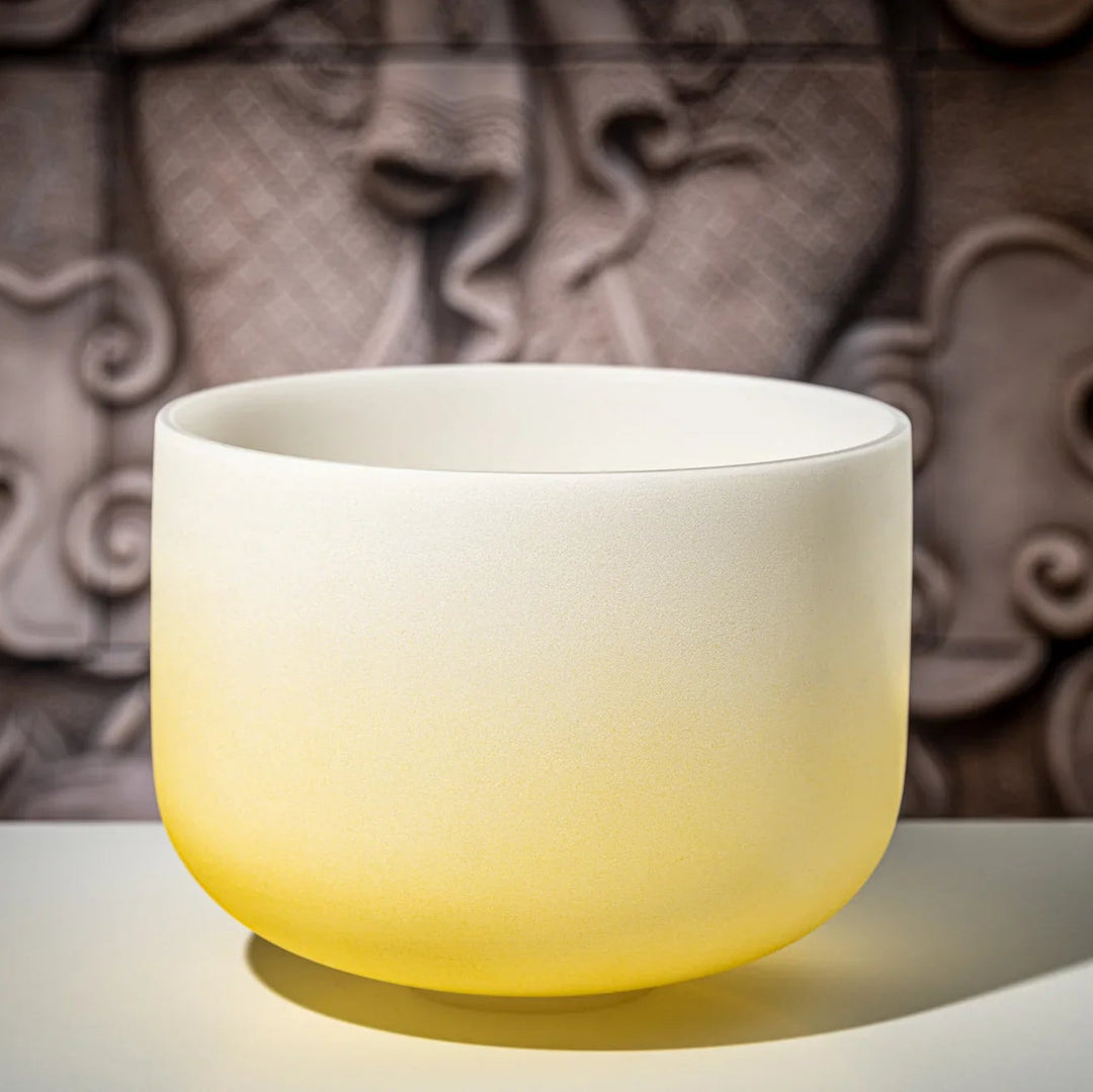 Solar Plexus Chakra Yellow Ombre Frosted Crystal Singing Bowl