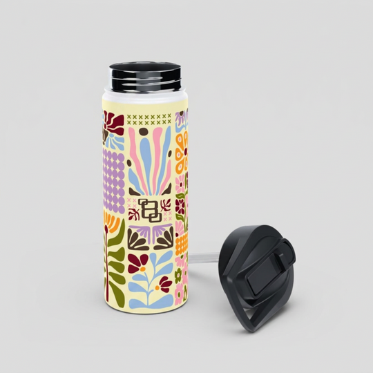 Daylight Groovy Floral Tapestry Stainless Steel Water Bottle 18oz