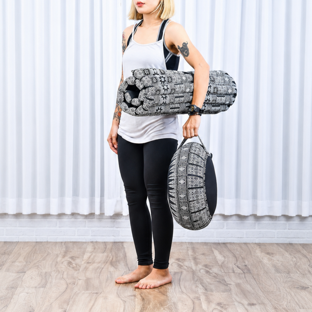 Zafu Midnight Geometric Meditation Cushion Set
