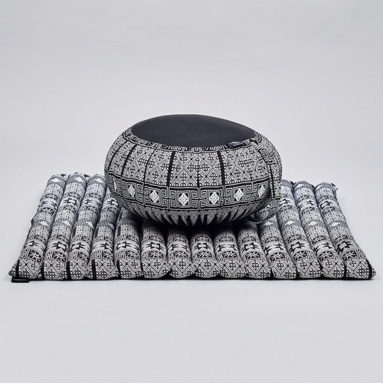 Zafu Midnight Geometric Meditation Cushion Set
