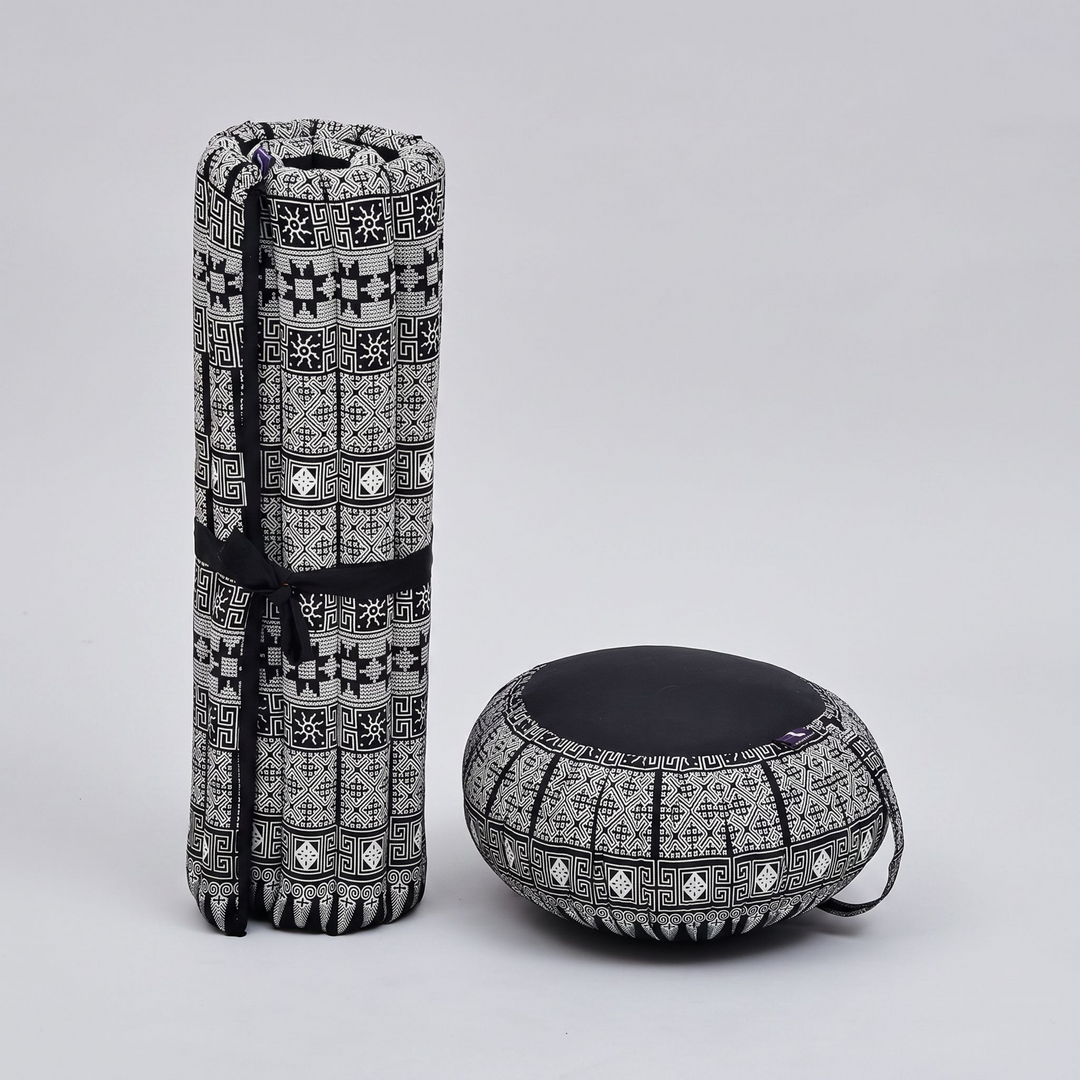 Zafu Midnight Geometric Meditation Cushion Set